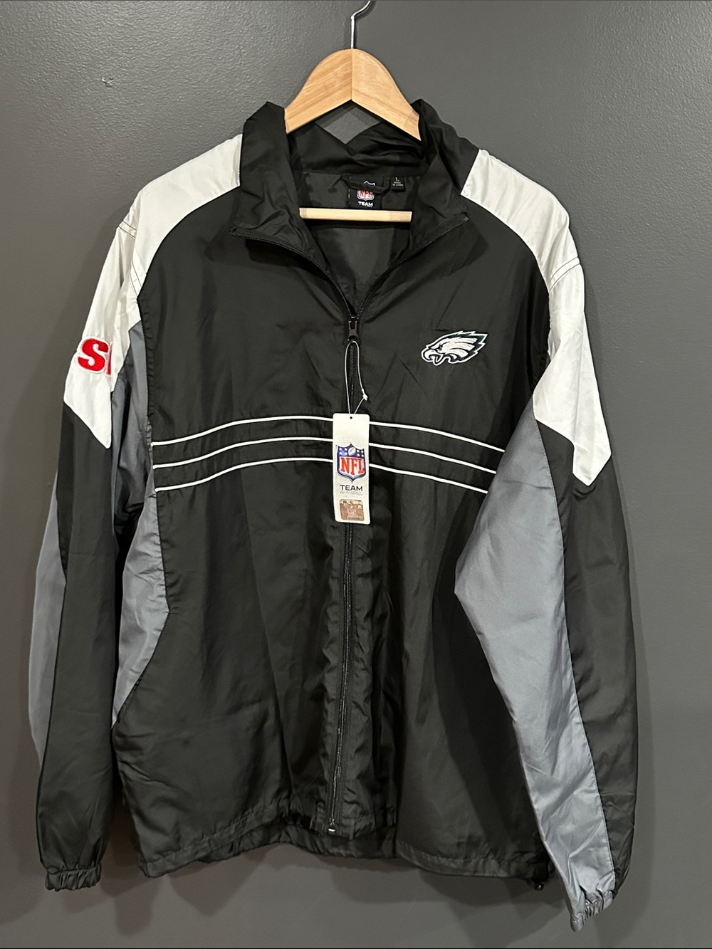 NFL Black and Gray Philadelphia Eagles Windbreaker Jacket
